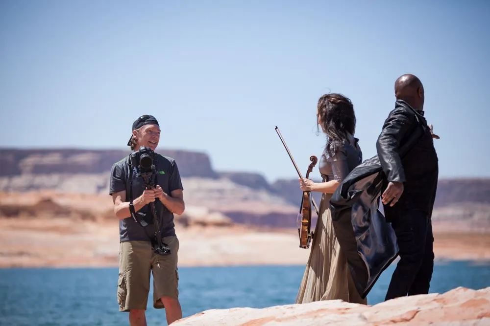 Bryce Johnson filming on location